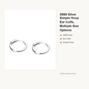 S999 Silver Simple Hoop Ear Cuffs, Multiple Size Options gallery image 1