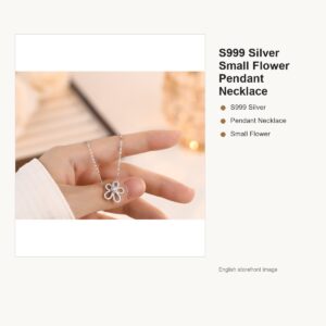 S999 Silver Small Flower Pendant Necklace for Women gallery image 1