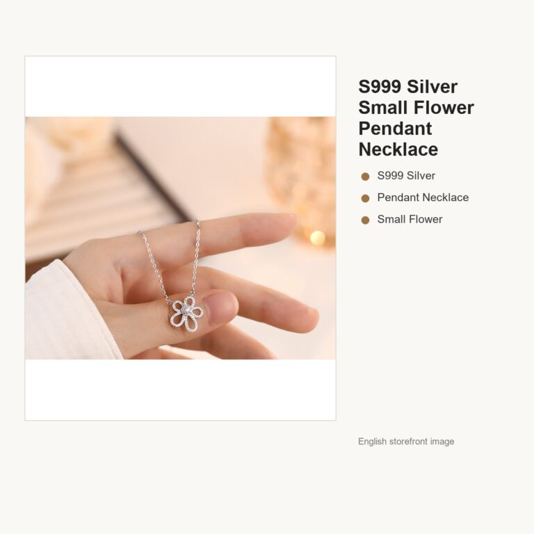 S999 Silver Small Flower Pendant Necklace for Women gallery image 1