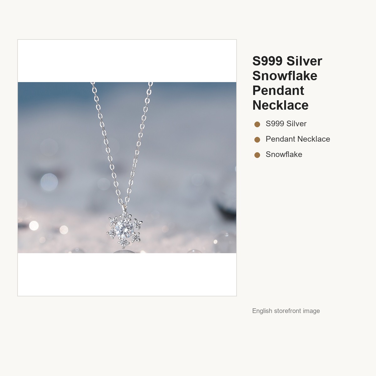 S999 Silver Snowflake Pendant Necklace for Women gallery image 1