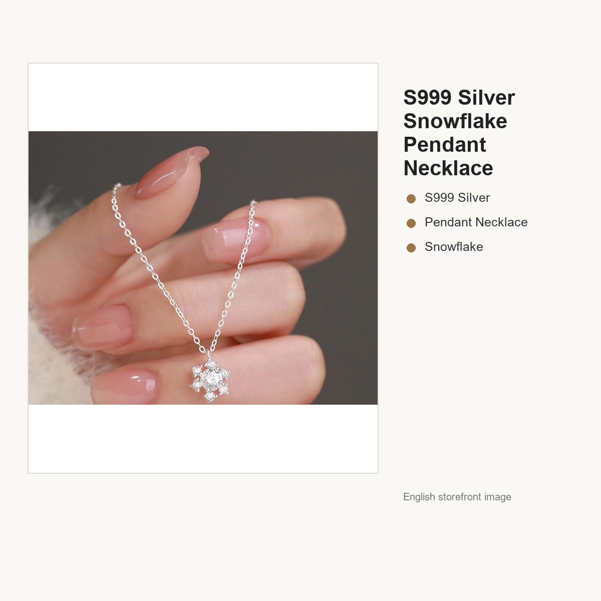 S999 Silver Snowflake Pendant Necklace for Women gallery image 2