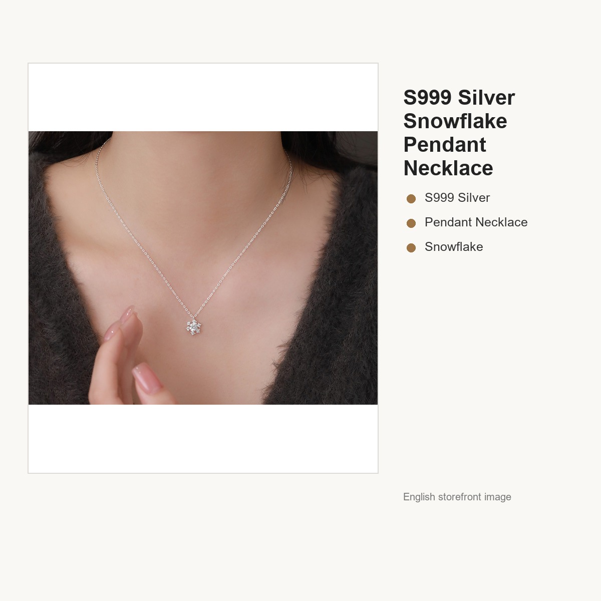 S999 Silver Snowflake Pendant Necklace for Women gallery image 3