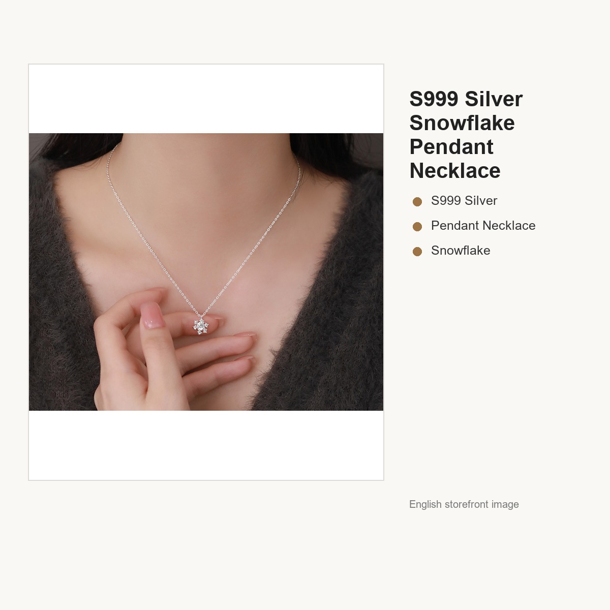 S999 Silver Snowflake Pendant Necklace for Women gallery image 4
