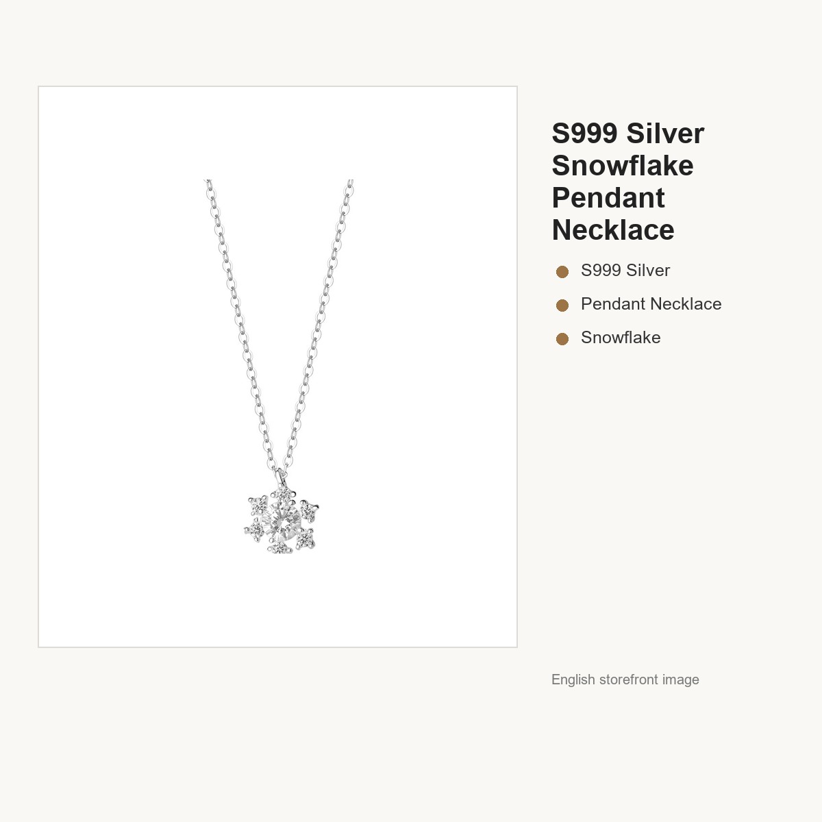 S999 Silver Snowflake Pendant Necklace for Women gallery image 5