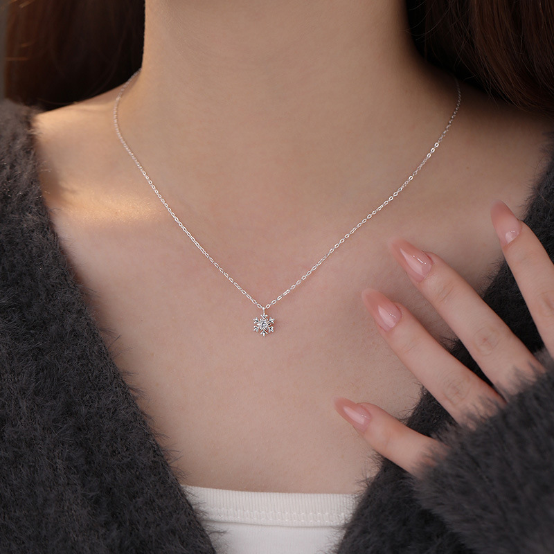S999 Silver Snowflake Pendant Necklace original product image 3