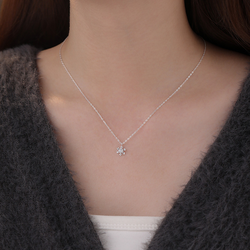 S999 Silver Snowflake Pendant Necklace original product image 4