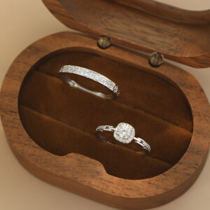 S999 Silver Square CZ Couple Ring Set for Women and Men main product image 1