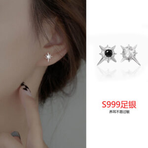 S999 Silver Star CZ Light Luxury Stud Earrings for Women main image 1