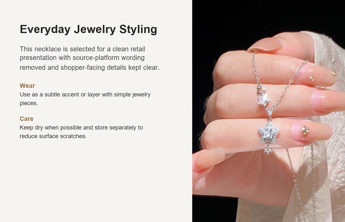 S999 Silver Star CZ Sparkle CZ Minimalist Light Luxury Necklace for Women detail image