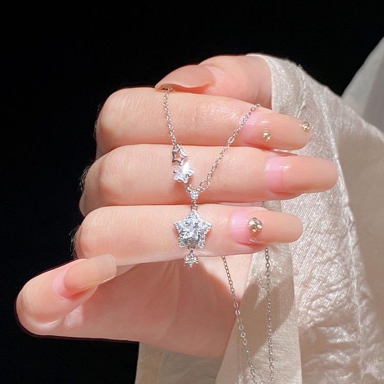 S999 Silver Star CZ Sparkle CZ Minimalist Light Luxury Necklace for Women main image 1