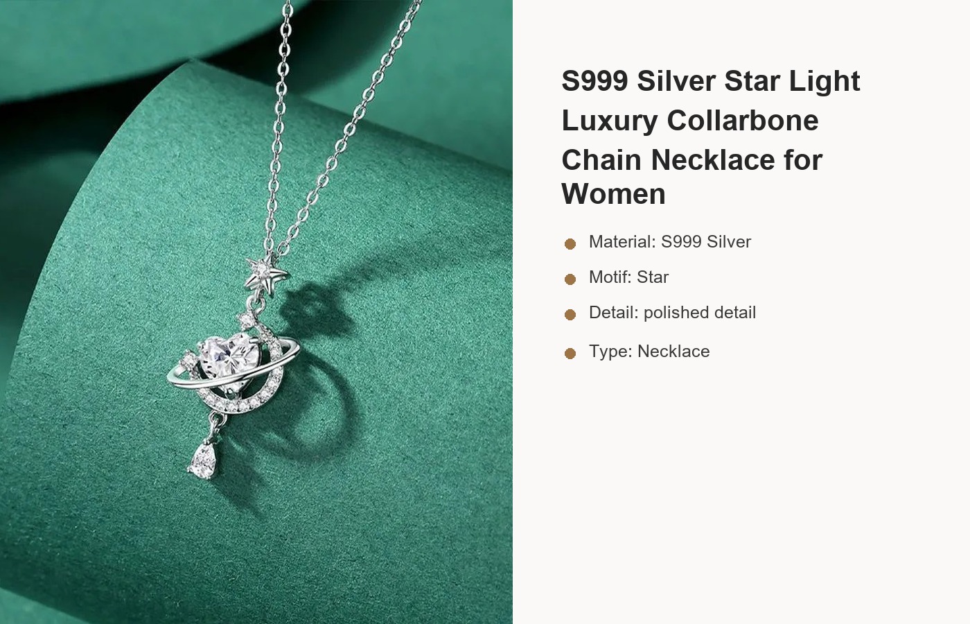 S999 Silver Star Light Luxury Collarbone Chain Necklace for Women detail image