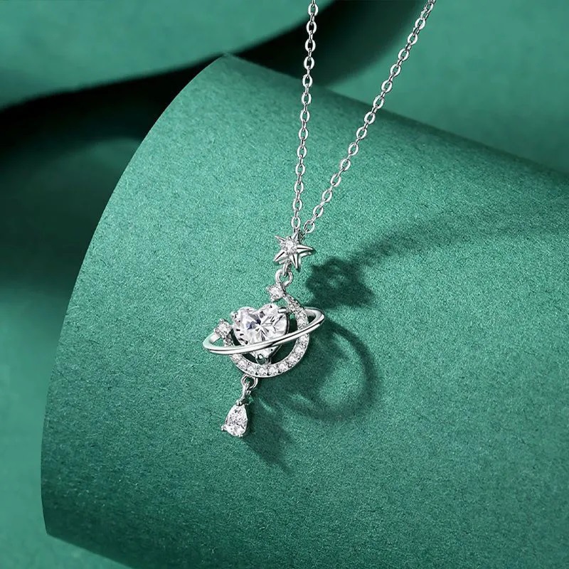 S999 Silver Star Light Luxury Collarbone Chain Necklace for Women main image 2