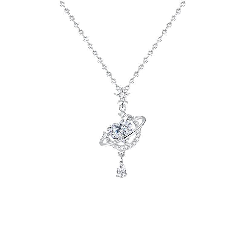 S999 Silver Star Light Luxury Collarbone Chain Necklace for Women main image 5