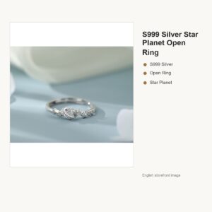 S999 Silver Star Planet Open Ring for Women gallery image 1