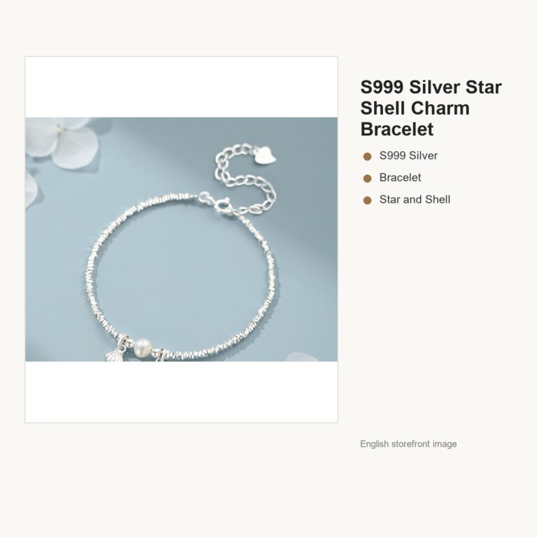 S999 Silver Star Shell Charm Bracelet for Women gallery image 1