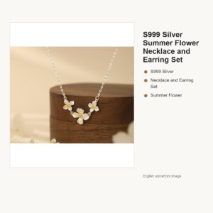 S999 Silver Summer Flower Necklace and Earring Set gallery image 1