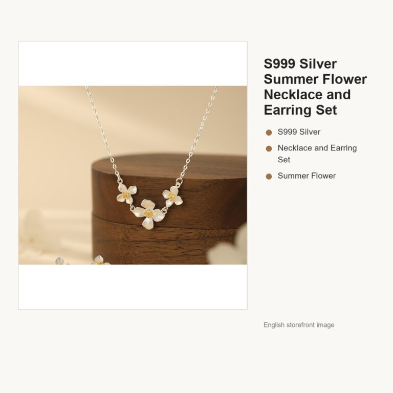 S999 Silver Summer Flower Necklace and Earring Set gallery image 1