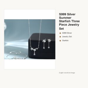 S999 Silver Summer Starfish Three Piece Jewelry Set gallery image 1