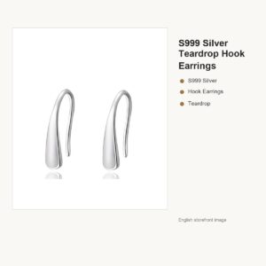S999 Silver Teardrop Hook Earrings for Women gallery image 1