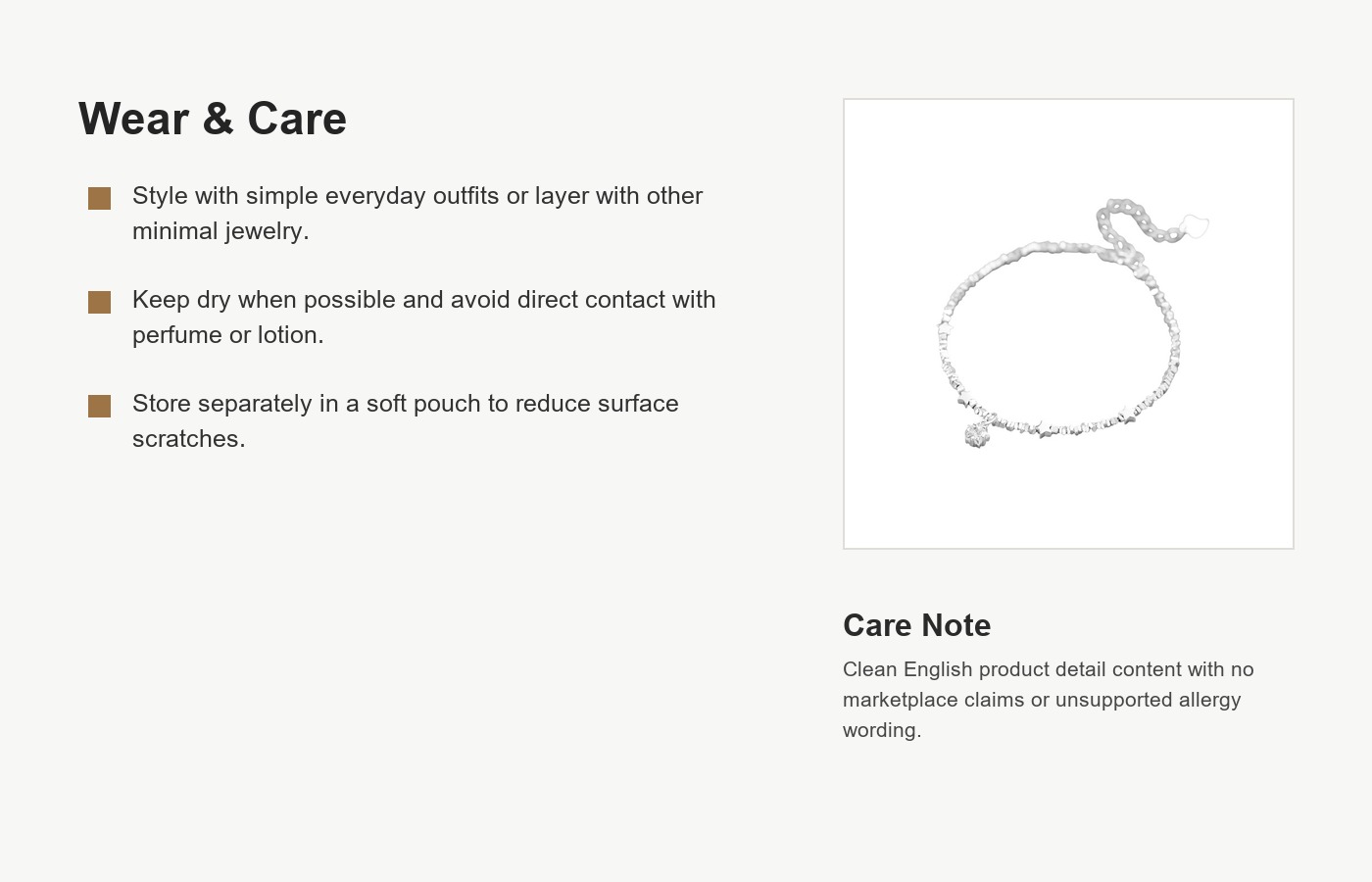 S999 Silver Textured Bead Star Bracelet for Women detail image