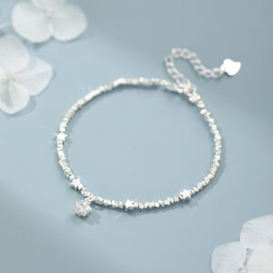 S999 Silver Textured Bead Star Bracelet for Women main product image 1