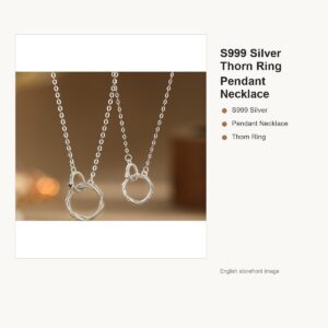 S999 Silver Thorn Ring Pendant Necklace for Women gallery image 1