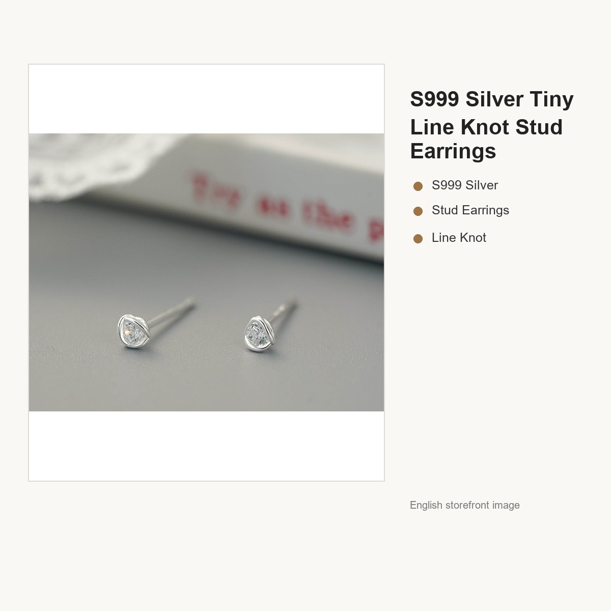 S999 Silver Tiny Line Knot Stud Earrings for Women gallery image 1