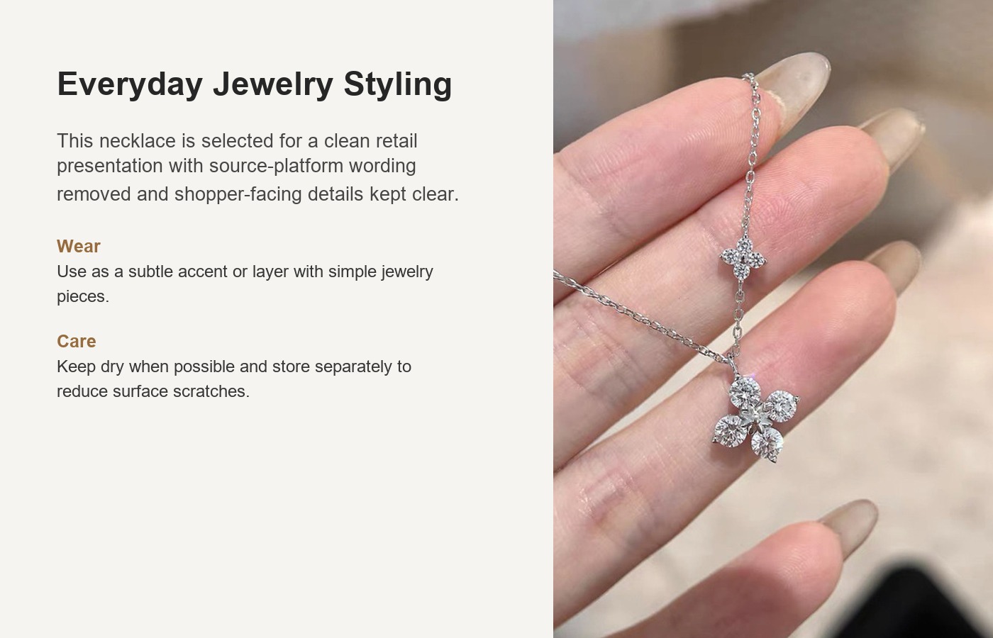 S999 Silver Twin Four Leaf Clover CZ Micro Pave Collarbone Chain Necklace for Women detail image