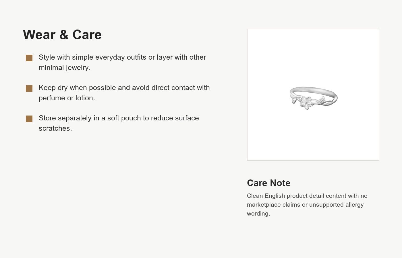 S999 Silver Wrapped Flower Open Ring for Women detail image