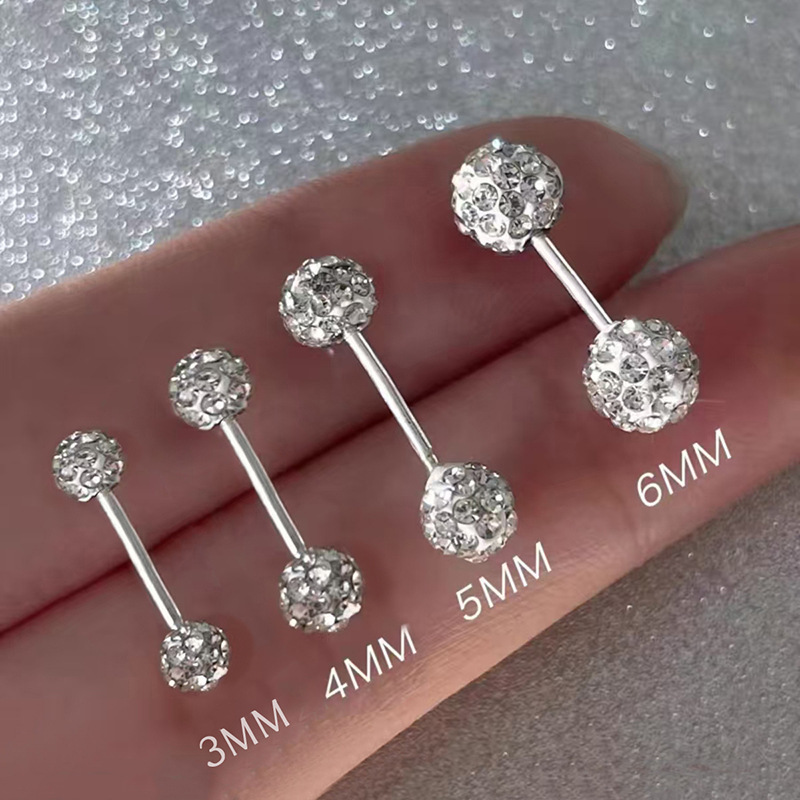 S999 silver CZ bead stud earrings 3mm 4mm 5mm 6mm source size chart