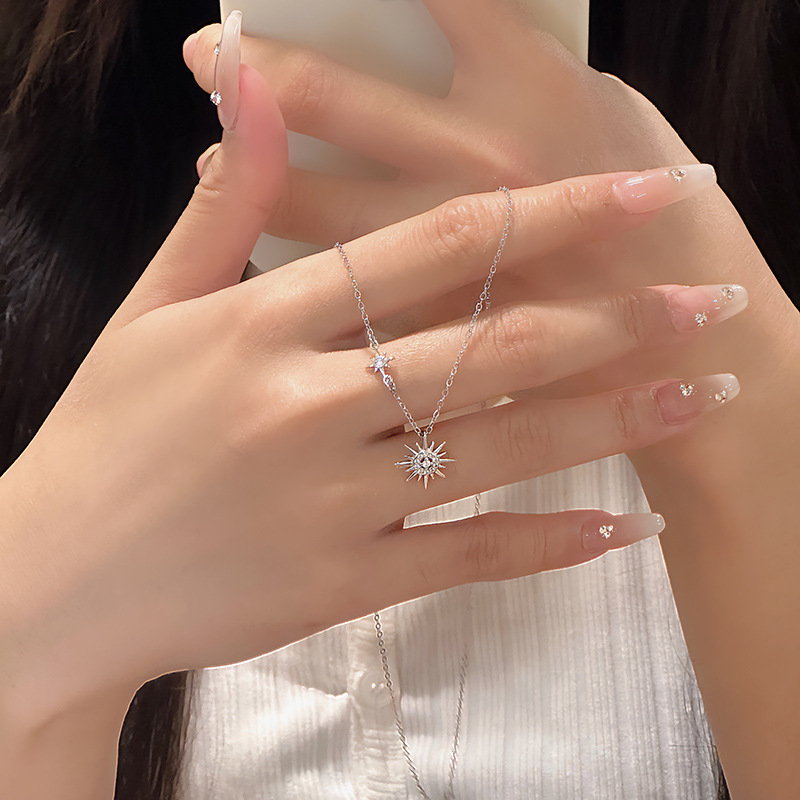 S999 Silver CZ Minimalist Collarbone Chain Cross Chain Necklace for Women product image 2