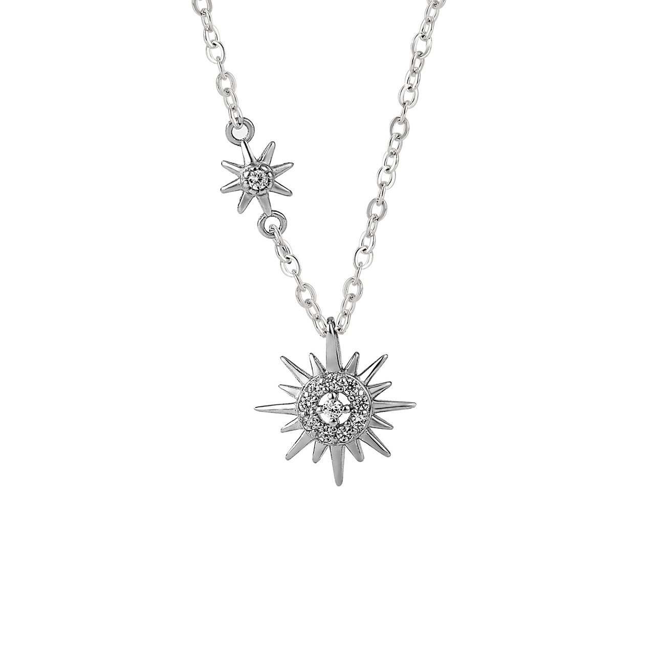 S999 Silver CZ Minimalist Collarbone Chain Cross Chain Necklace for Women product image 5